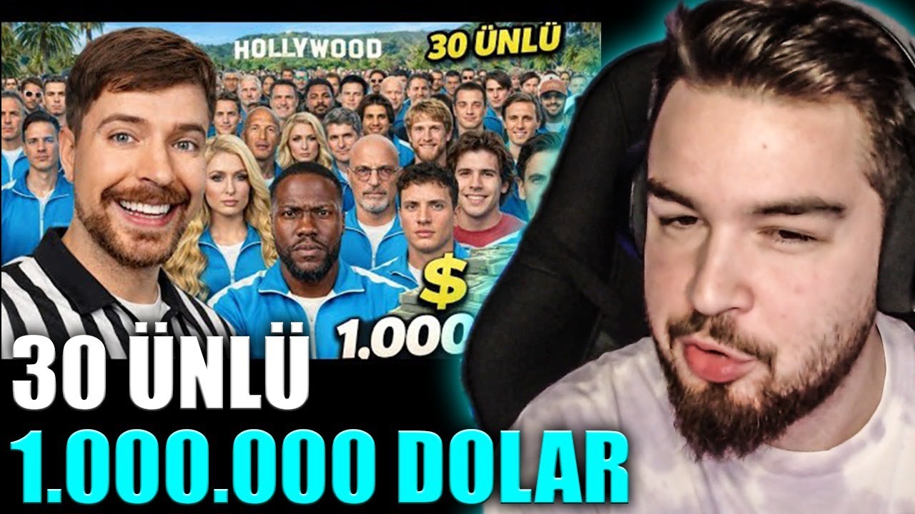 H1vezZz 30 Ünlü 1.000.000 Dolar İçin Yarışıyor İzliyor (@MrBeast)