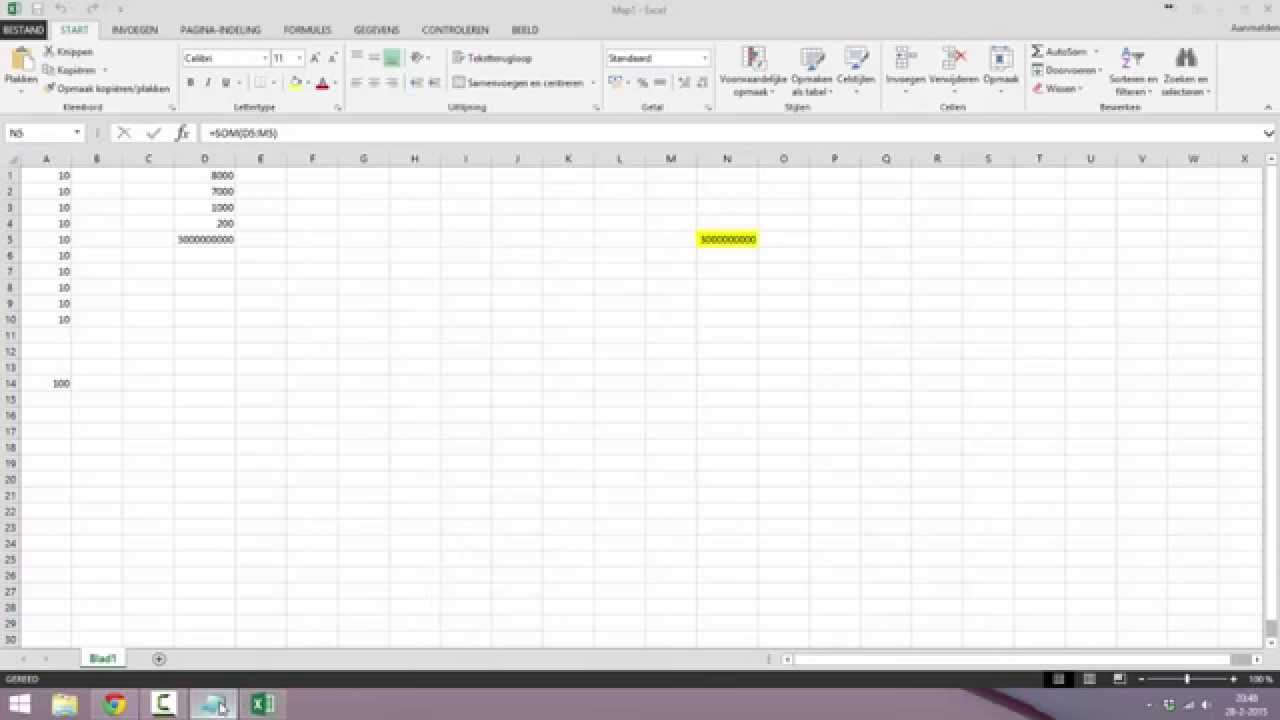 Excel - Optellen via de som functie