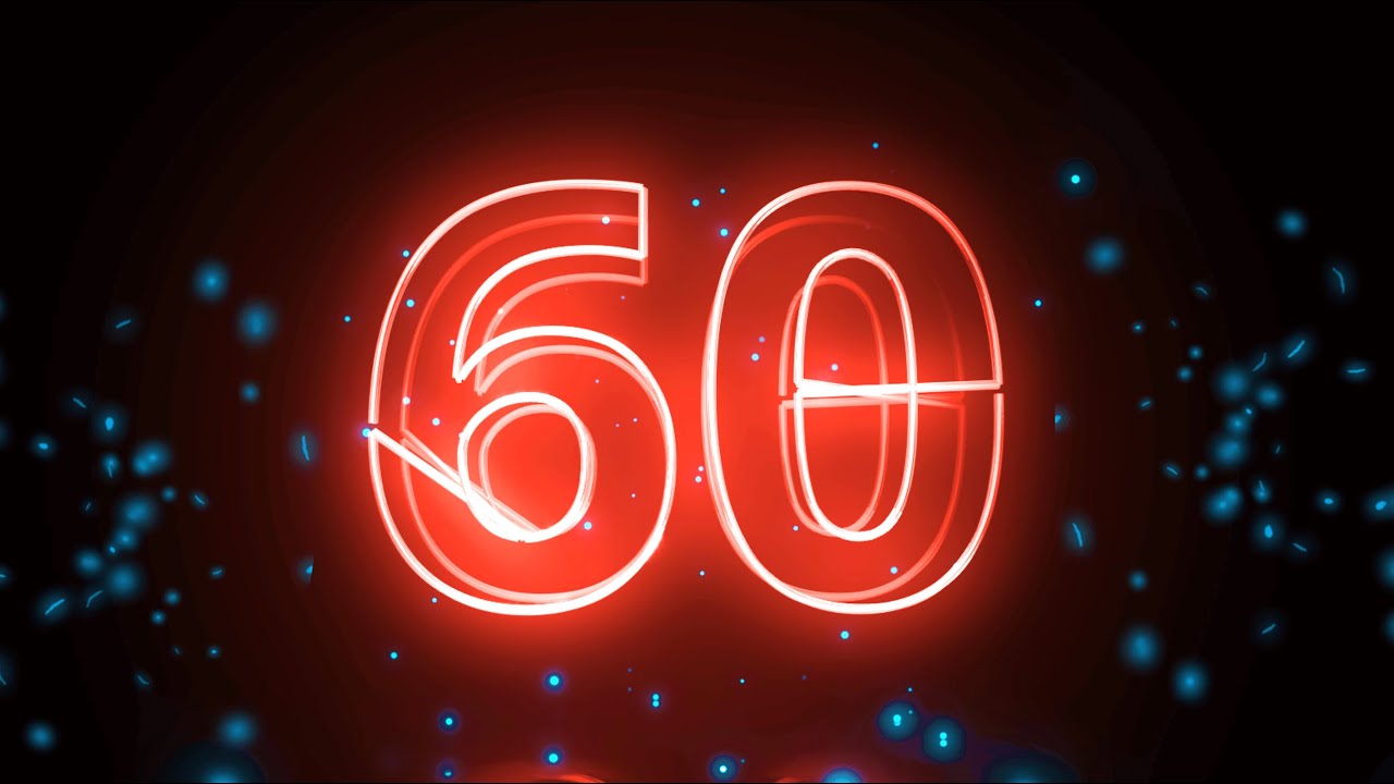 4K Neon Timer 1 Minute Countdown