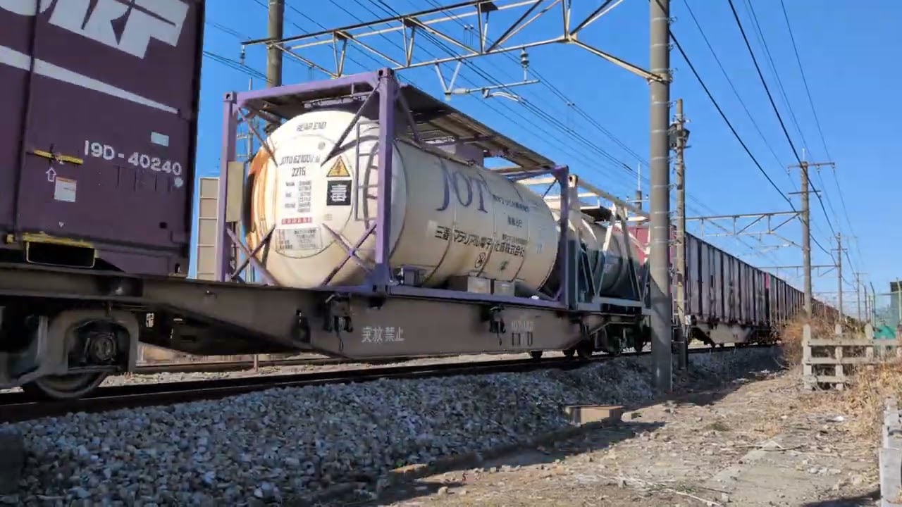 JR高崎線倉賀野駅付近の踏切 EH200電気機関車+コンテナ貨物列車 踏切通過【群馬べーす】#通過シーン #eh200 #貨物列車 