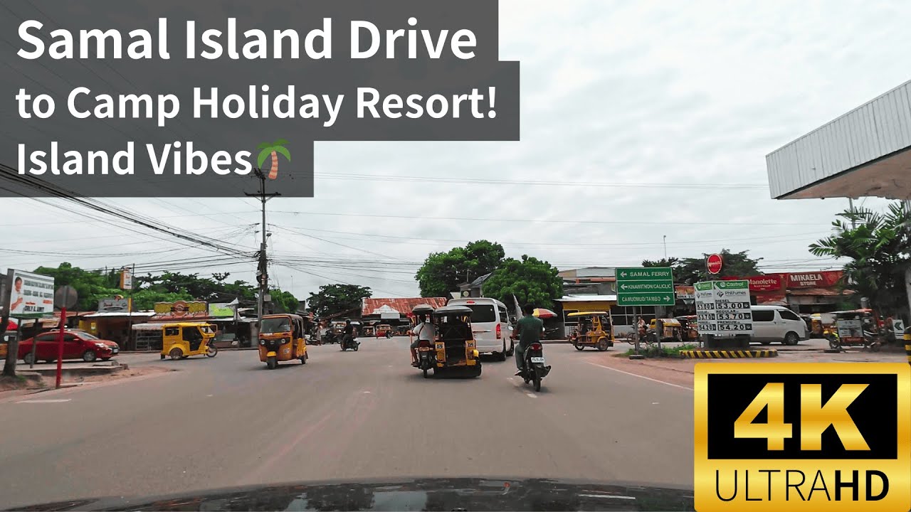 4K Drive on Samal Island to Camp Holiday Resort  Scenic Island Roads in the Philippines
