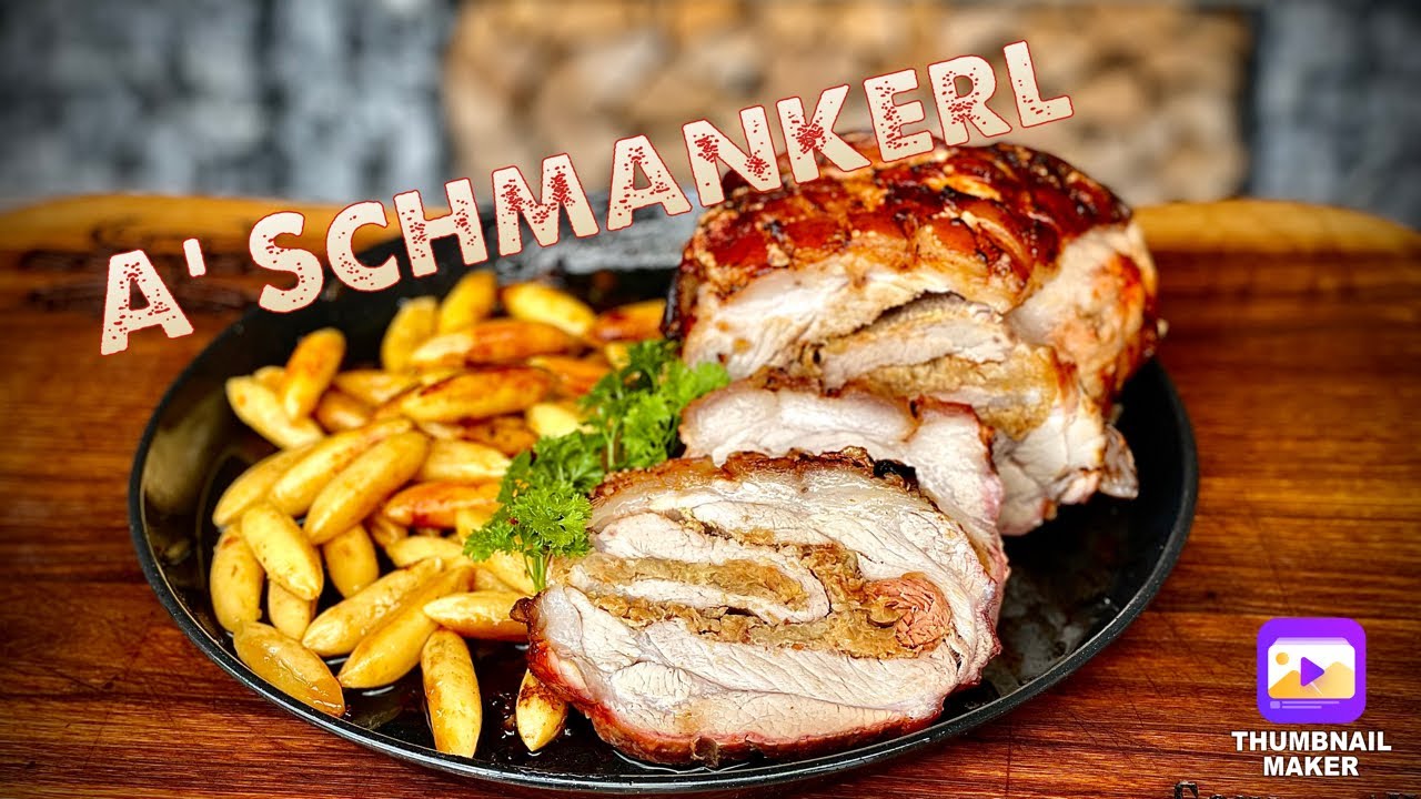 Krustenbraten vom Drehspieß gefüllt |Dickes Bugstück mit Sauerkraut gefüllt@tommis_barbq
