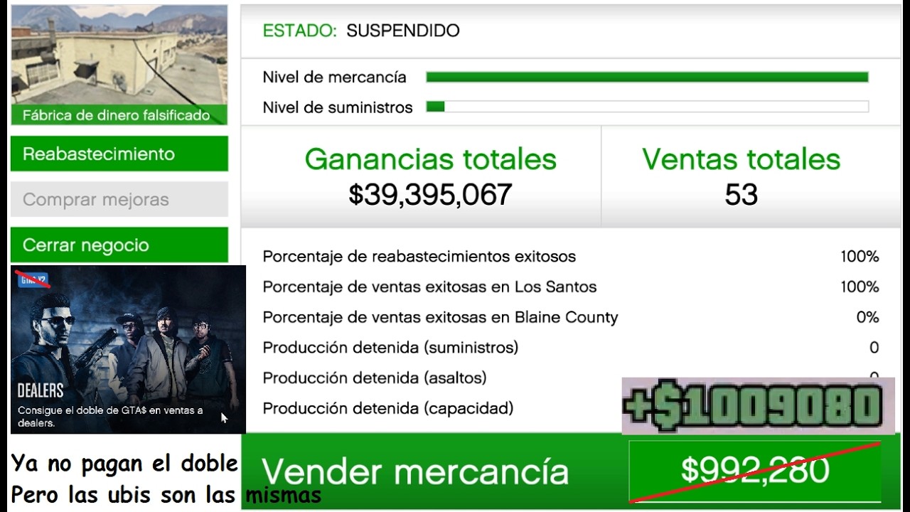Últimos minutos de 2x GTA$ en venta a Dealers y Fábrica de dinero falso - GTA$ 1.511.080
