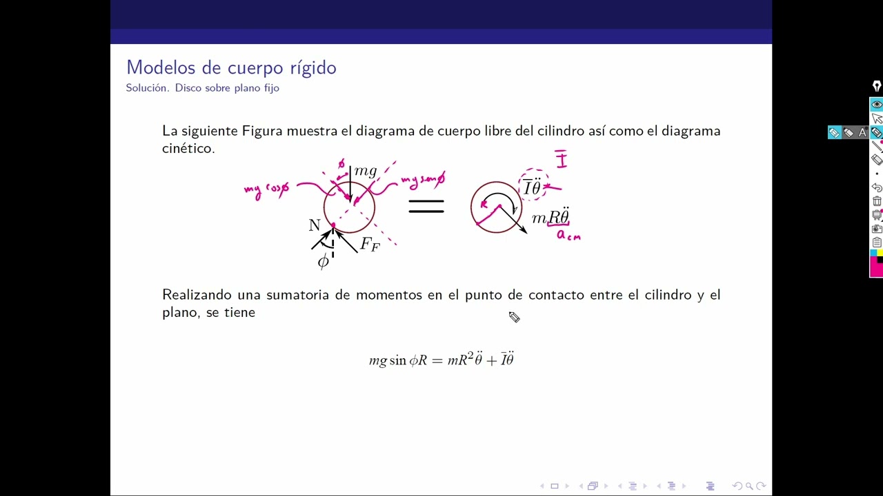 Ejemplo: Disco sobre plano inclinado fijo