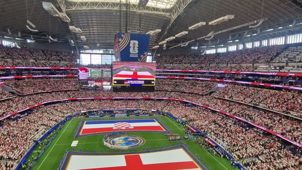 England - Croatia 4-2 World Cup 2026 Dallas -  National anthem moment - God save the king!