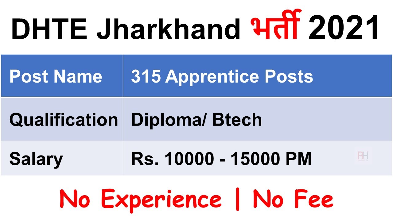 DHTE Jharkhand Apprentice Recruitment 2021 | How To apply DHTE Apprentice Jharkhand Vacancy 2021