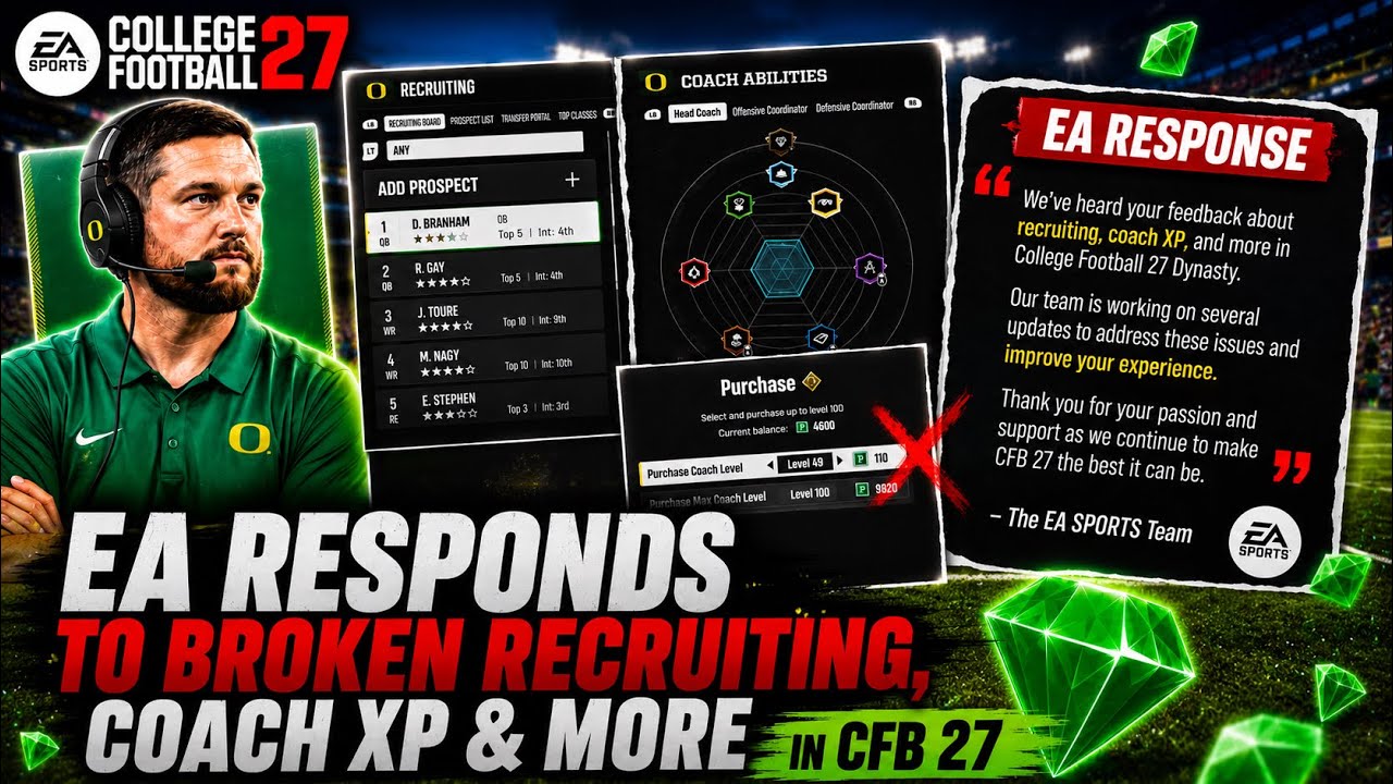 EA отвечает на проблемы с рекрутингом, опытом тренеров и многое другое в CFB 27