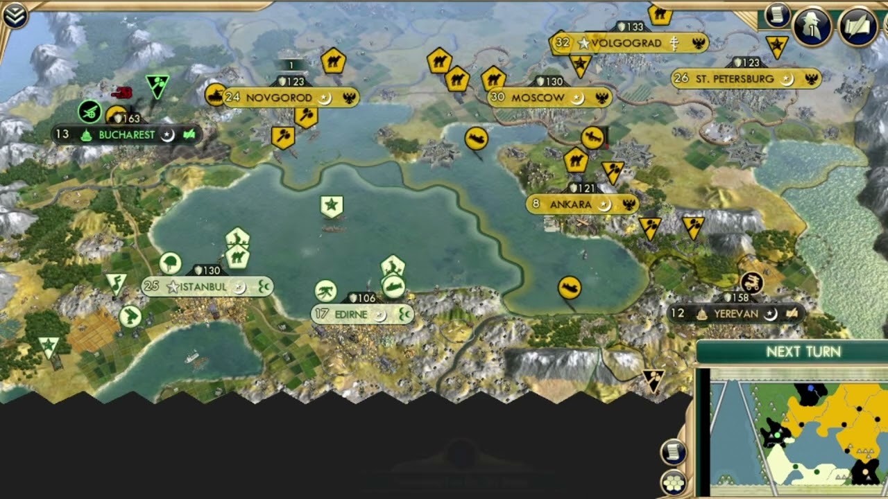 Civ 5 AI Battle Russia vs Ottomans (Black Sea Brawl)