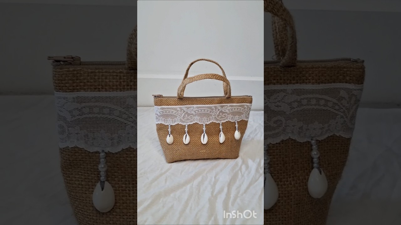 DIY mini boho handbag from old jute bag  #diy #crafts #sewing #sewingtutorial #upcycling #recycling
