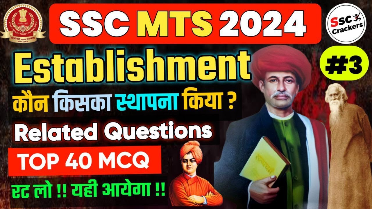 SSC MTS 2024| Social Reformers Establishment (स्थापना) Related Top 40 Questions | By SSC CRACKERS