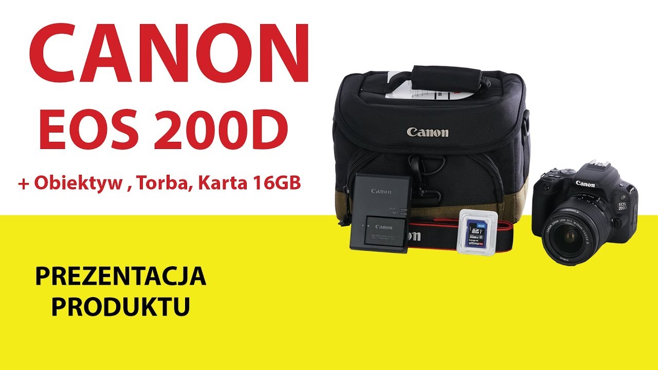Aparat CANON EOS 200D Czarny + Obiektyw 18-55mm + Torba CANON 100EG + Karta 16GB