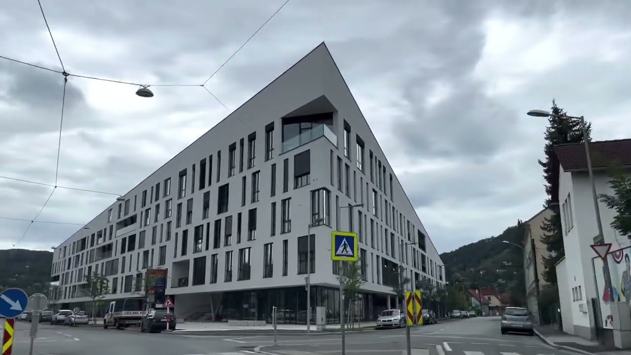 Driving downtown Graz in Austria