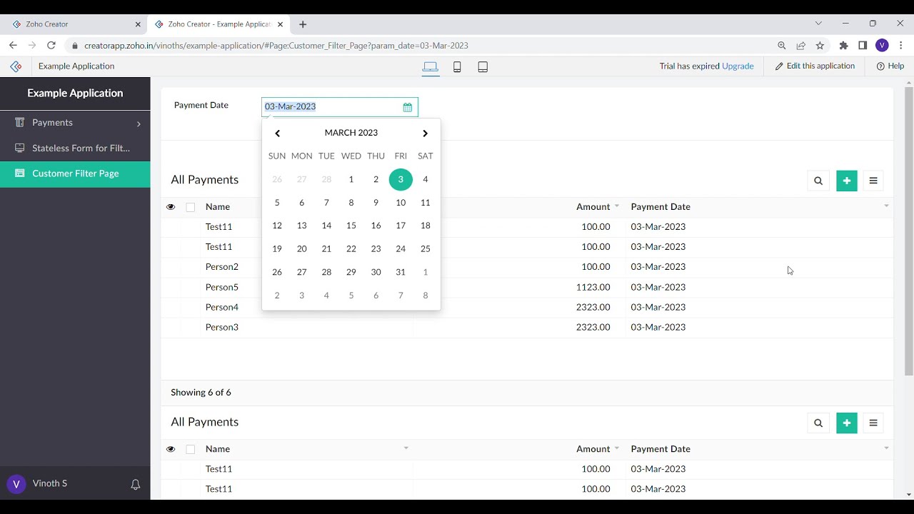 Custom date filter in report || Page URL Parameter || Zoho Creator || Deluge Script