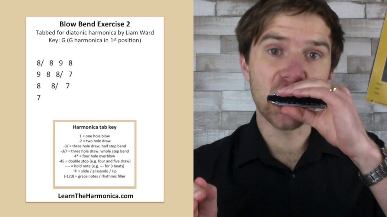 Blues Bending Licks 5 - cool blues harmonica lesson for G harp (Blow Bend Week)