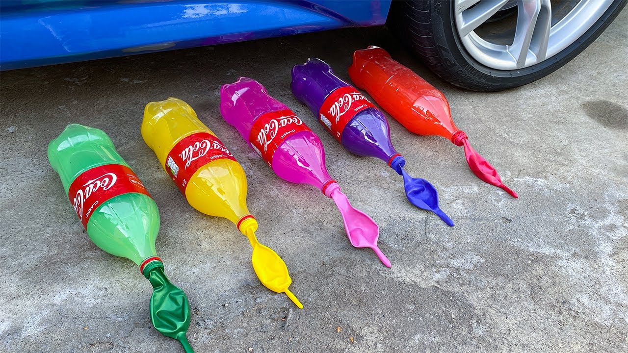 Experiment Car vs Different Cola and Watermelon! Experiments and Crunch things with car