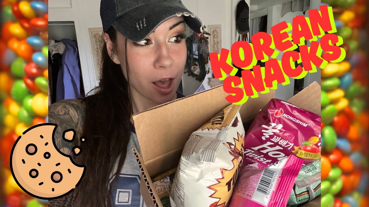 Asmr KOREAN snack box taste test (pt 1) Trying Korean cookies, crackers etc. eating, crunching