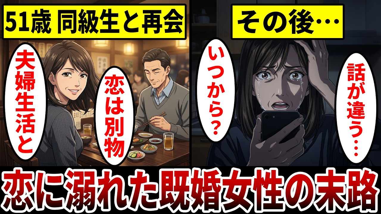 【漫画】マッチングアプリで同級生と再会『もう一度だけ恋がしたかった&hellip;』恋に溺れた51歳既婚女性の悲惨な末路。