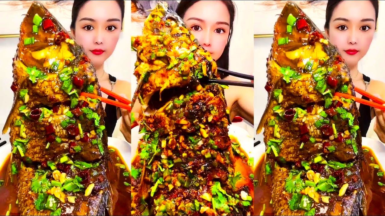 Chinese Food Mukbang: Enjoying Fish Head Curry with Spicy Seafood and ASMR Eating Sounds