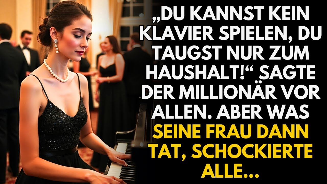 „DU BIST EINE NUTZLOSE“, SAGTE DER MILLIONÄR, ALS ER SEINE FRAU AUF DER PARTY KLAVIER SPIELEN SAH...