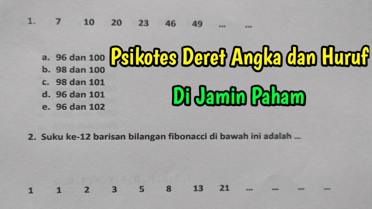 Psikotes Deret Angka dan Huruf