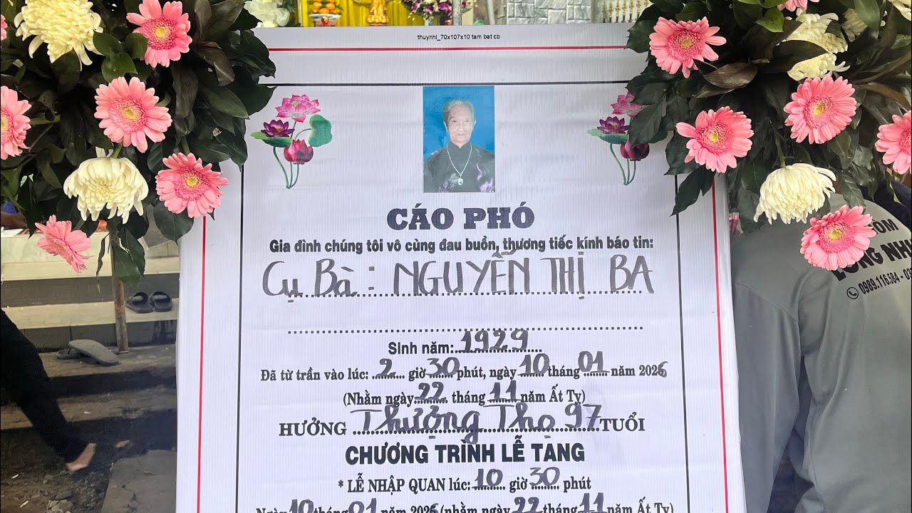 Tang lễ cụ bà Nguyễn Thị Ba, sinh năm 1929, thượng thọ 97 tuổi- Trại Hòm Long Nhựt
