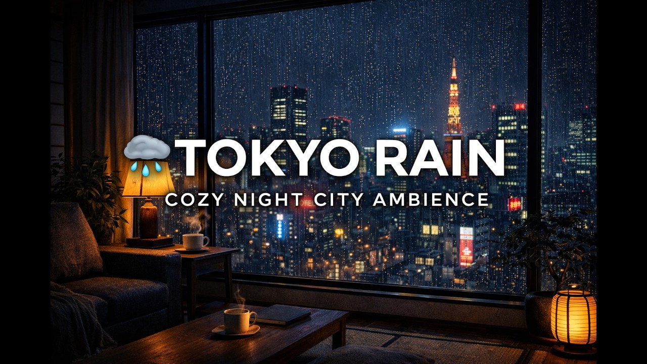 Tokyo Rain Window 🌧️ Cozy Night City Ambience for Sleep, Study & Relax