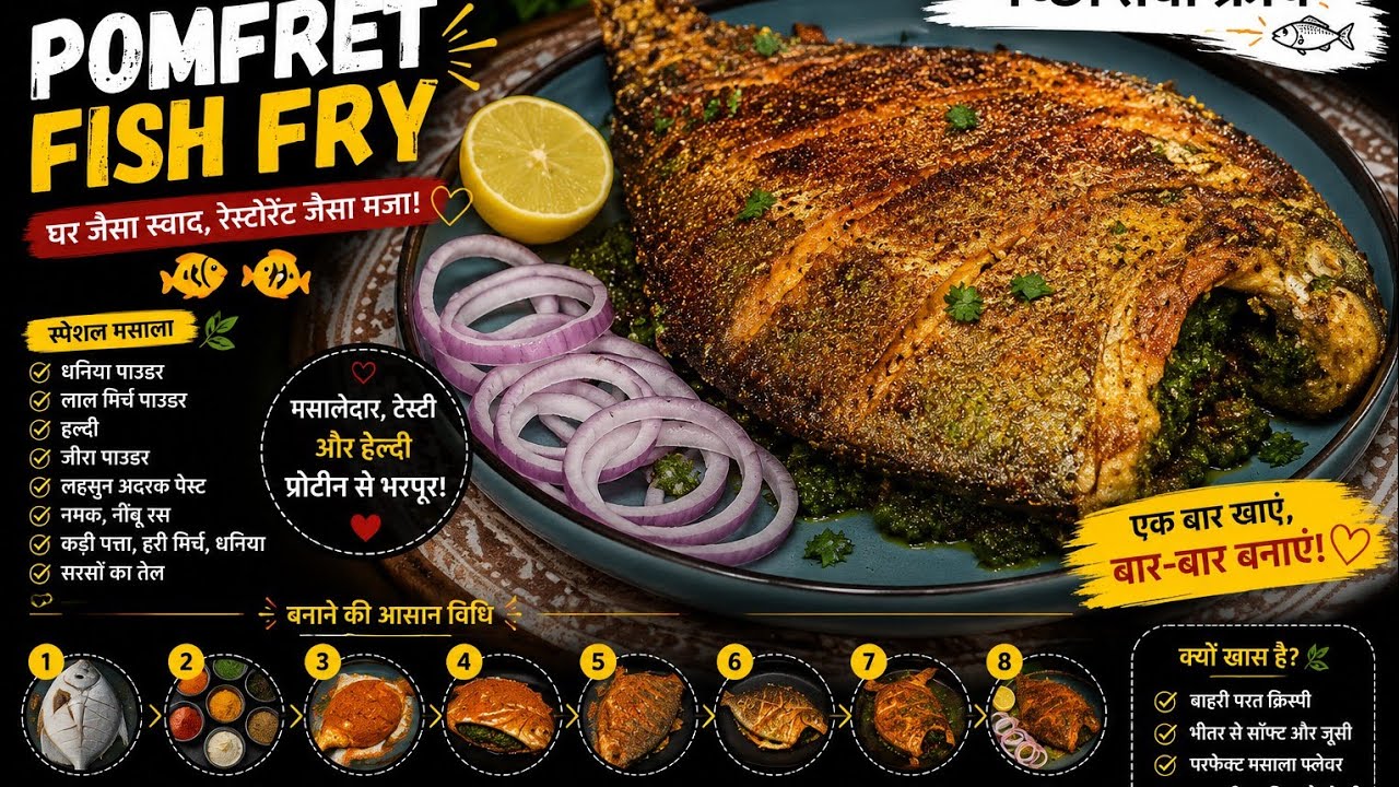 Crispy pan fry pomfret| Quick and easy Pomfret Fry fish fry recipe 