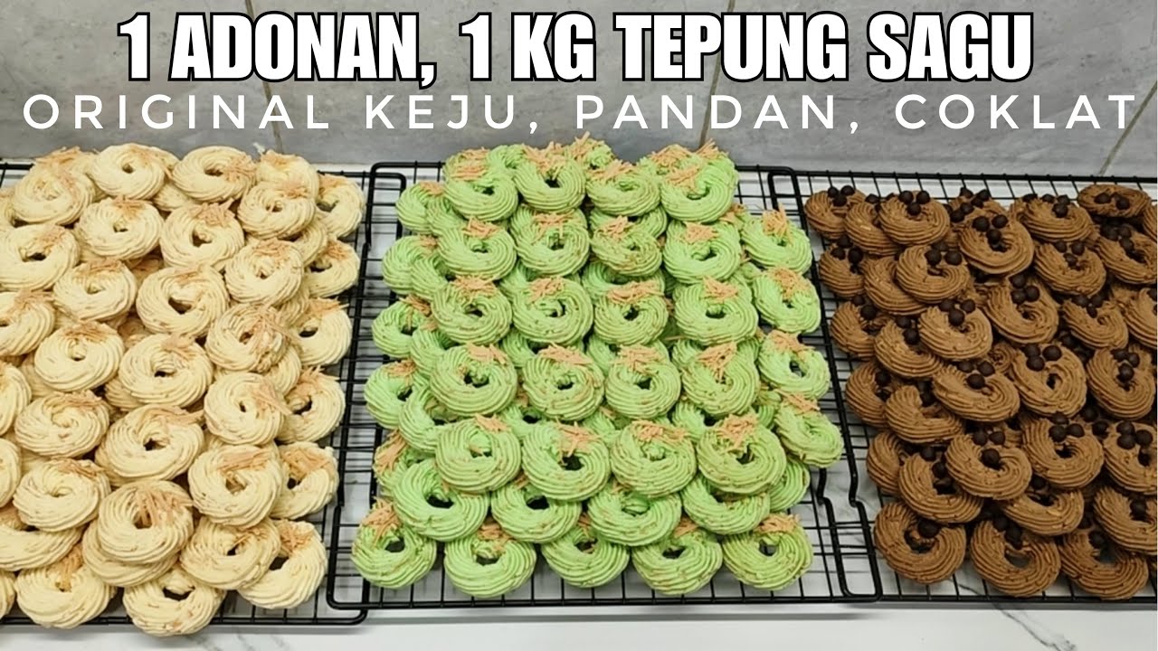 1 ADONAN, 1 KG TEPUNG SAGU renyah enak krenyes lumer SAGU KEJU ORIGINAL, PANDAN, COKLAT