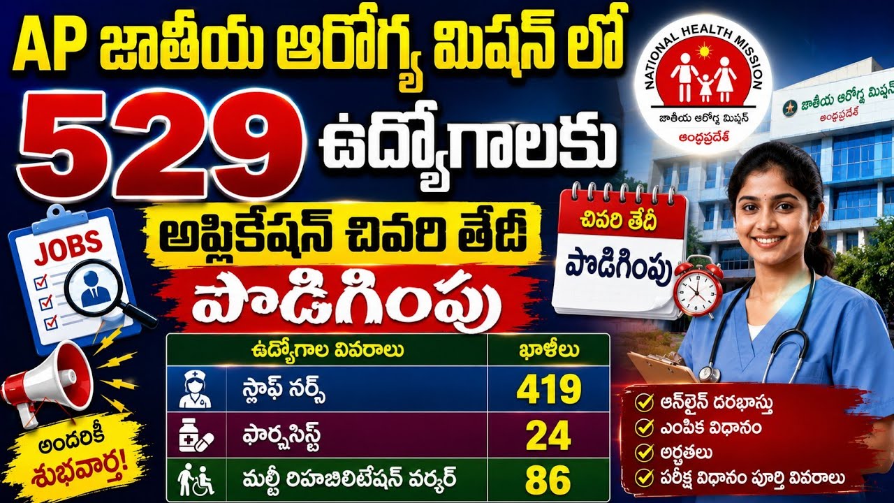 AP NHM Jobs Last Date Extended | Staff Nurse, Pharmacist, Multi Rehabilitation Worker Notification