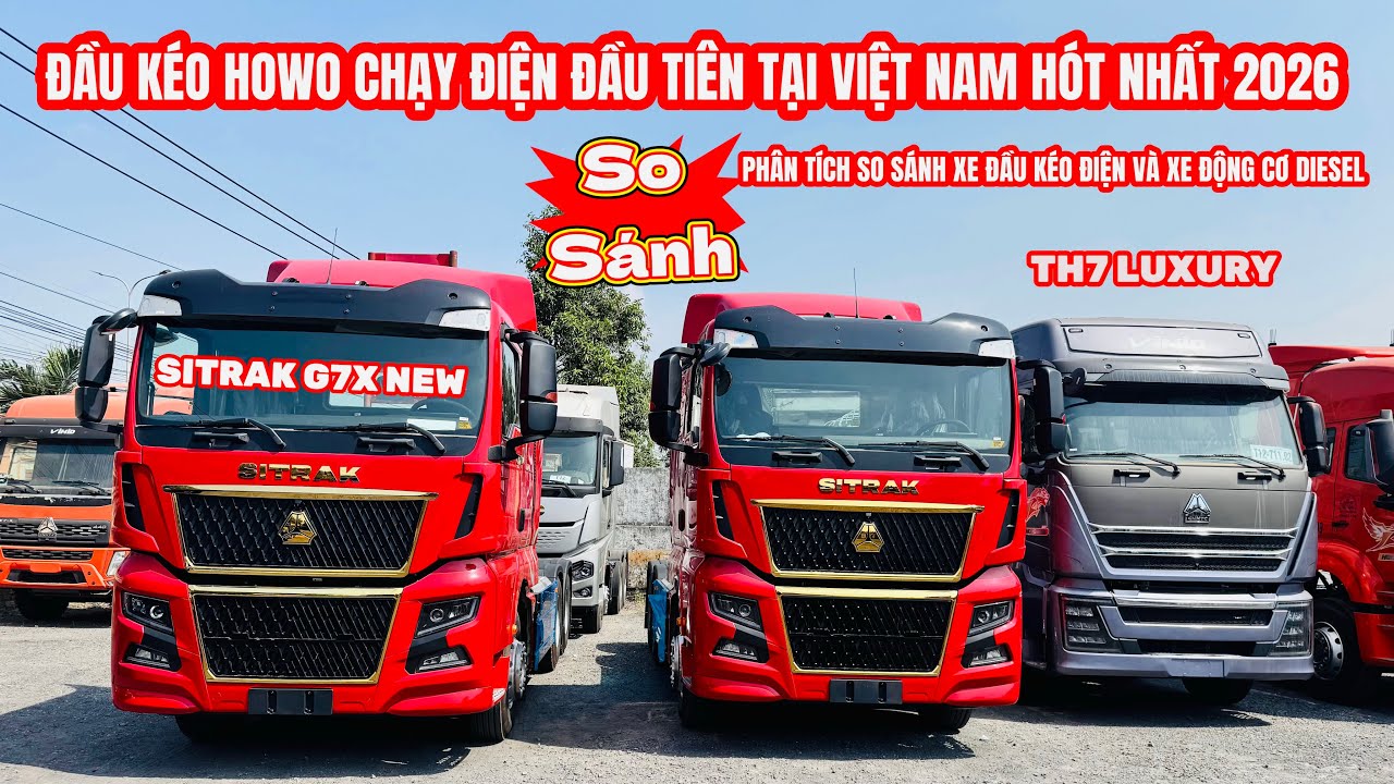 XE ĐẦU KÉO HOWO G7X CHẠY ĐIỆN 100% 340KW TƯƠNG ĐƯƠNG 540HP SIÊU KHOẺ NHẬP KHẨU MỚI NHẤT 2026 