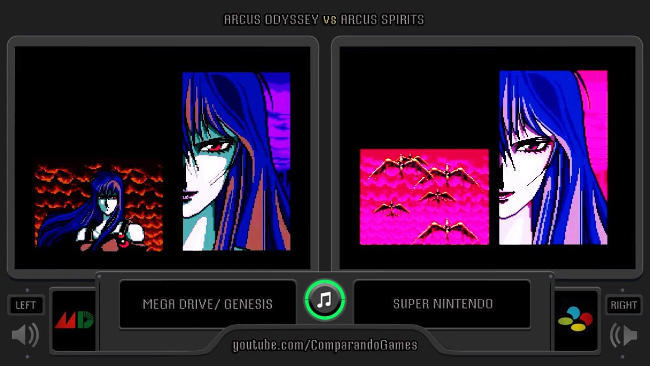 Arcus Odyssey vs Arcus Spirits (Sega Genesis vs SNES) Side by Side Comparison
