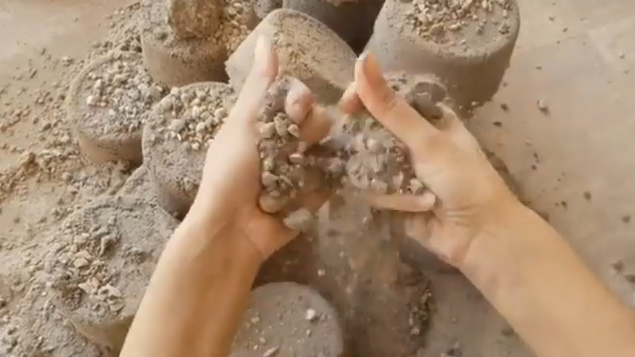 ASMR | White Concrete Texture Floor Crumbles + Dry Crumbles in ClayPot