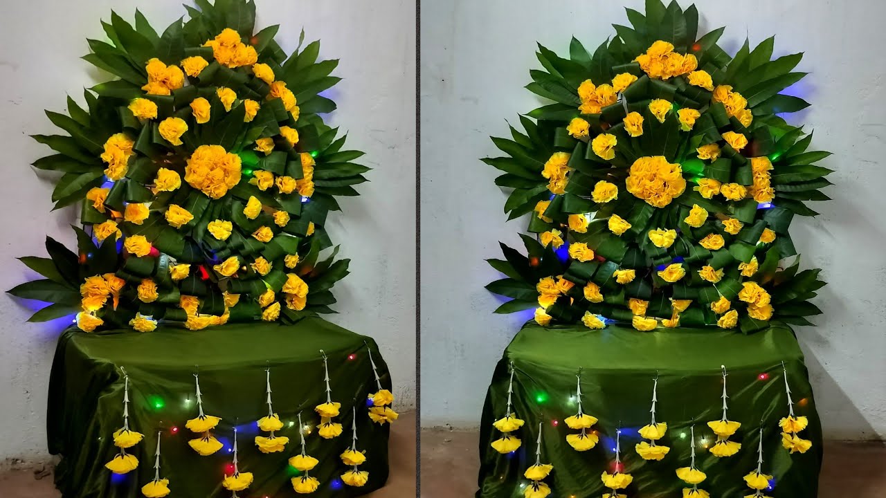 Diy_Navratri Decoration Ideas for Home | Mango Leaf Decoration|Diwali Lakshmi Pooja Decoration Ideas