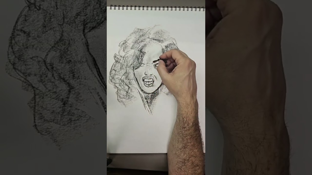 My potrait sketching process using charcoal 