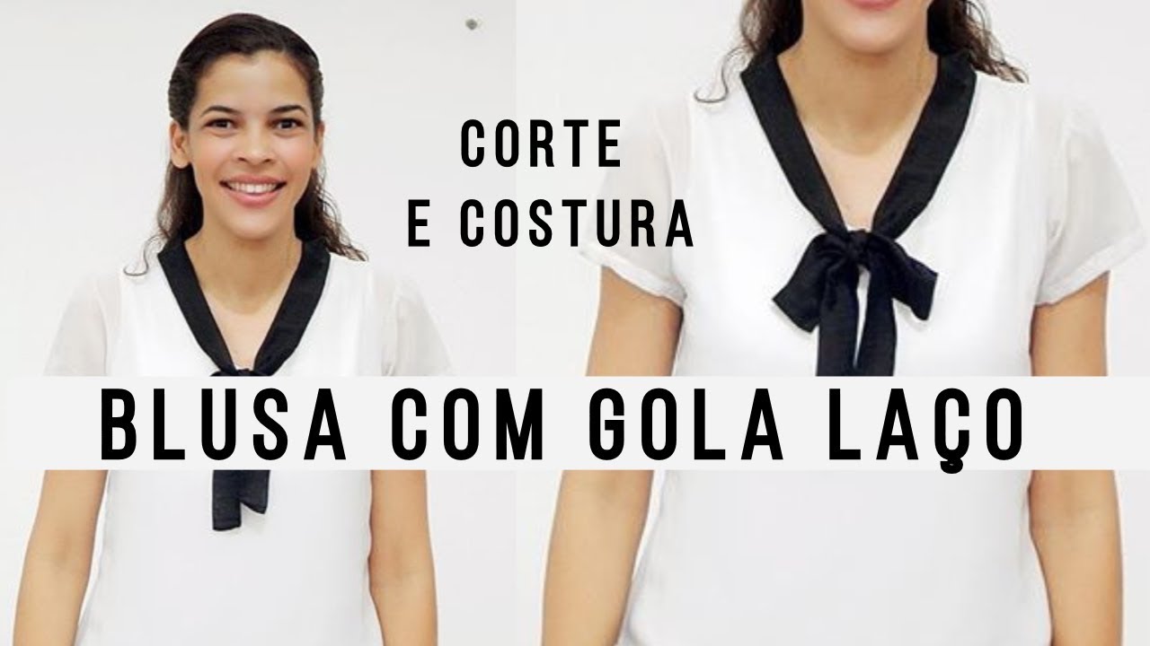 BLUSA COM GOLA LAÇO (CORTE E COSTURA)