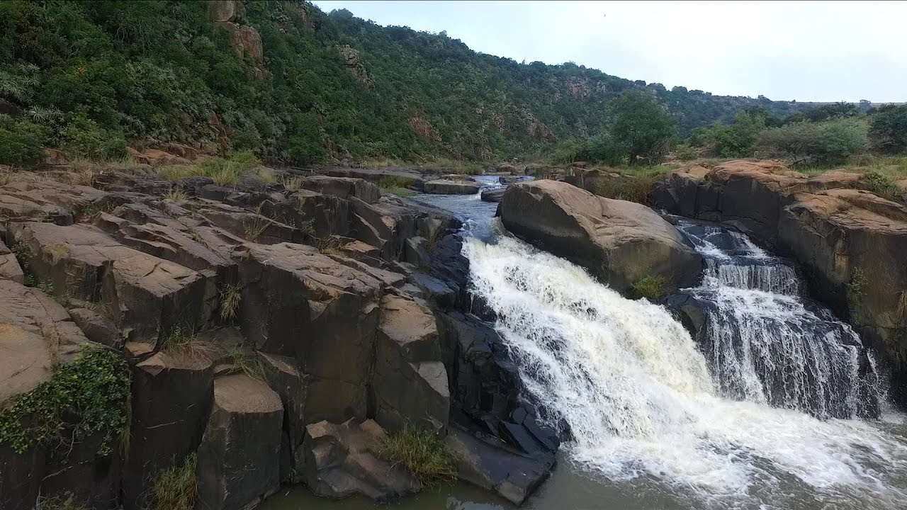 Slow Motion Drone Over Waterfall - Royalty Free Stock HD Video Footage