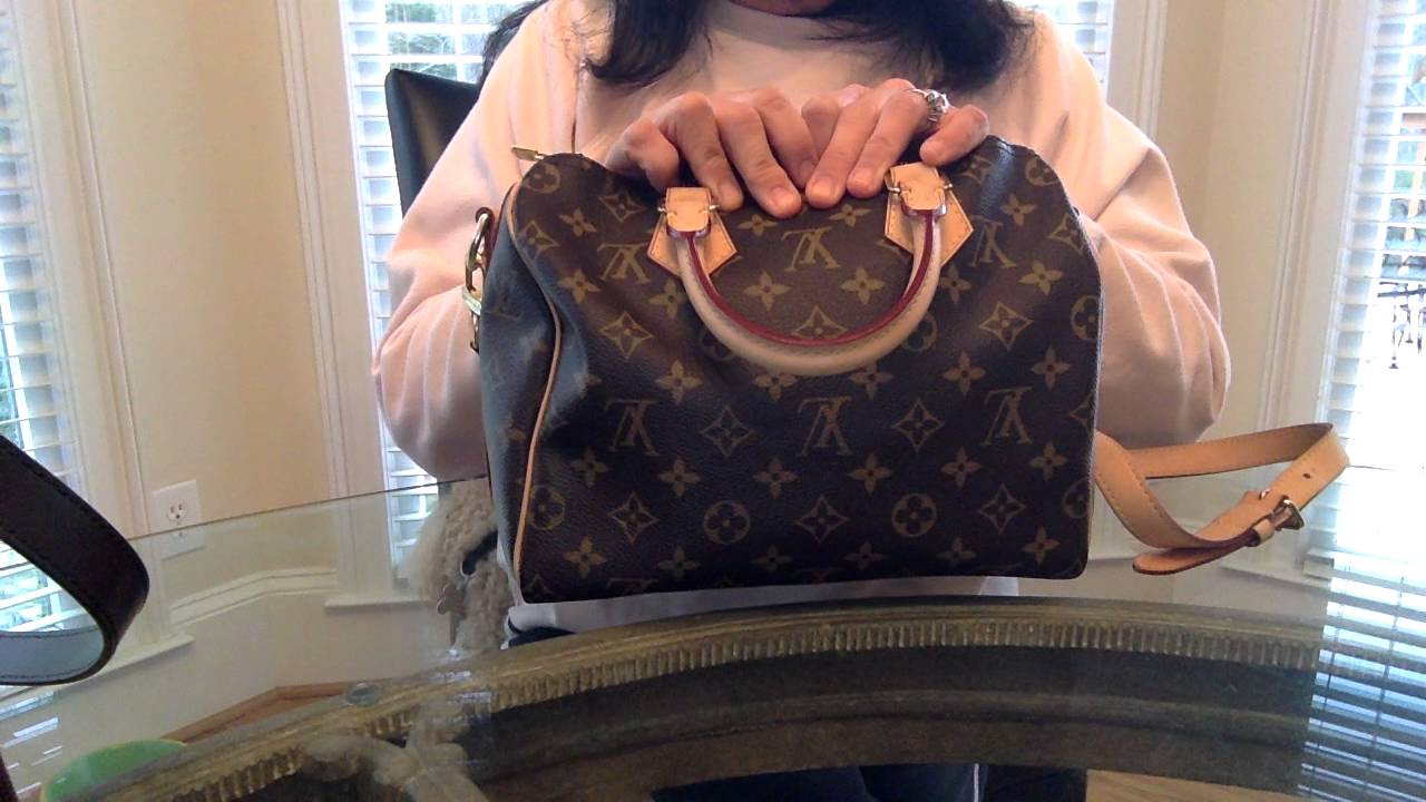 Comparison of Louis Vuitton Speedy Bandouliere 30 Ebene vs  25 Monogram