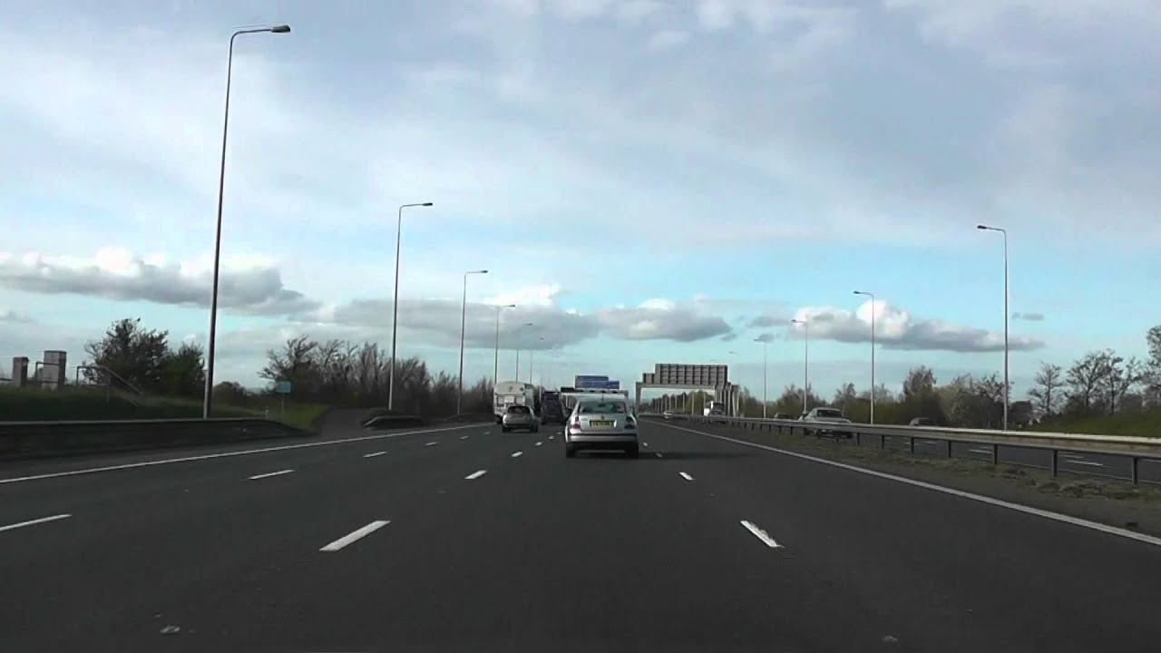Driving On The M6 Motorway From J20 Appleton To J21 Warrington, Cheshire, England 14th April 2012