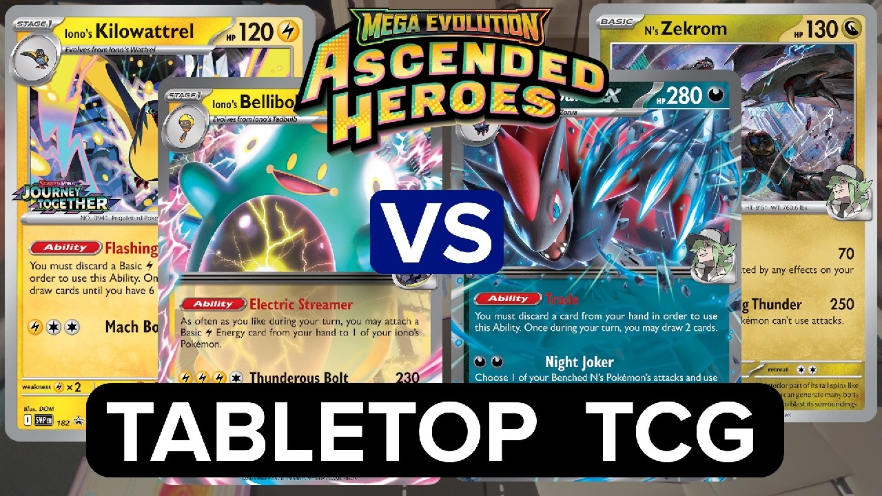 Iono's Bellibolt VS N's Zoroark ex | Ascended Heroes Tabletop Gameplay