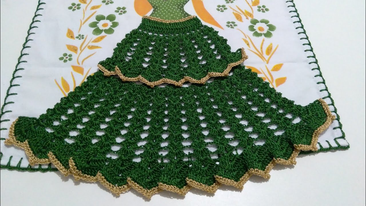 Saia de Crochê Para Boneca de Pano de Prato(Ester)💚#passoapasso