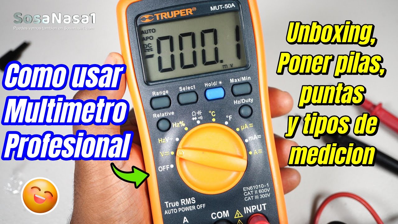Como usar mult&iacute;metro digital profesional mut 50A (parte 1)