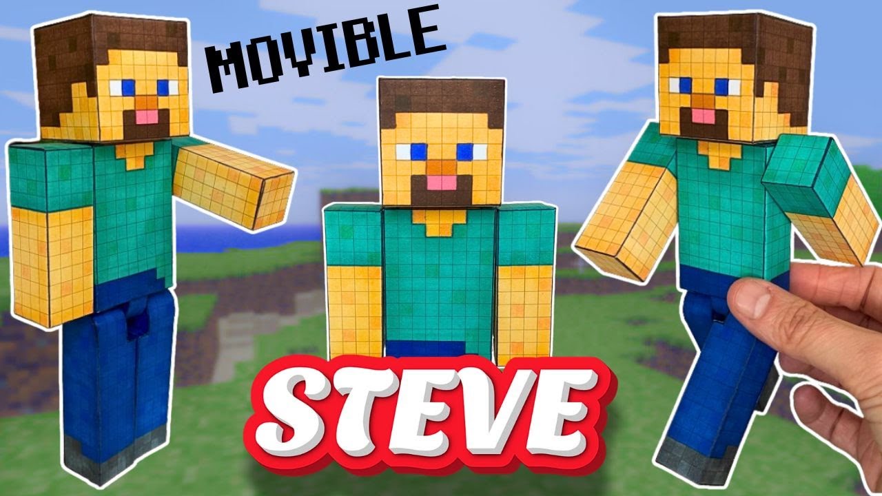 Como hacer skin de Minecraft de Steve de papel con Movimiento - Manualidades con Papel - Papercraft