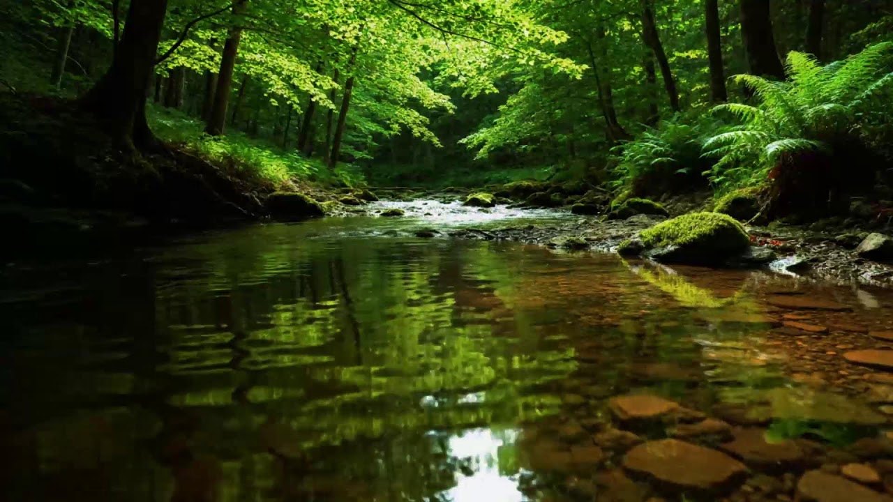 Forest Ambience Birds Singing Beautiful Stream Sounds for Peaceful Sleep, Rest, Focus Study,Medicine