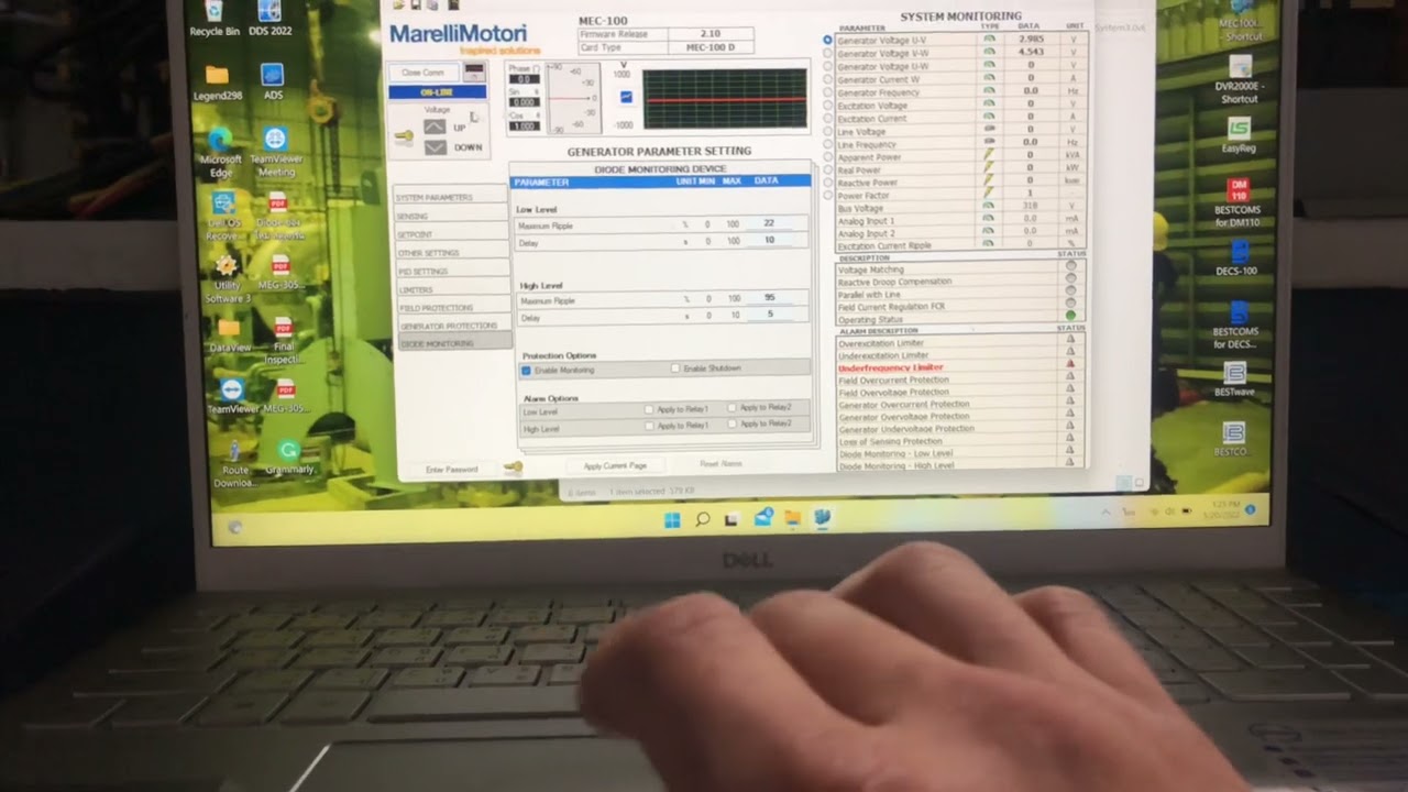 Install all Setting AVR MEC100 Interface Software MarelliGenerator 2,000kva MWM gas engine set