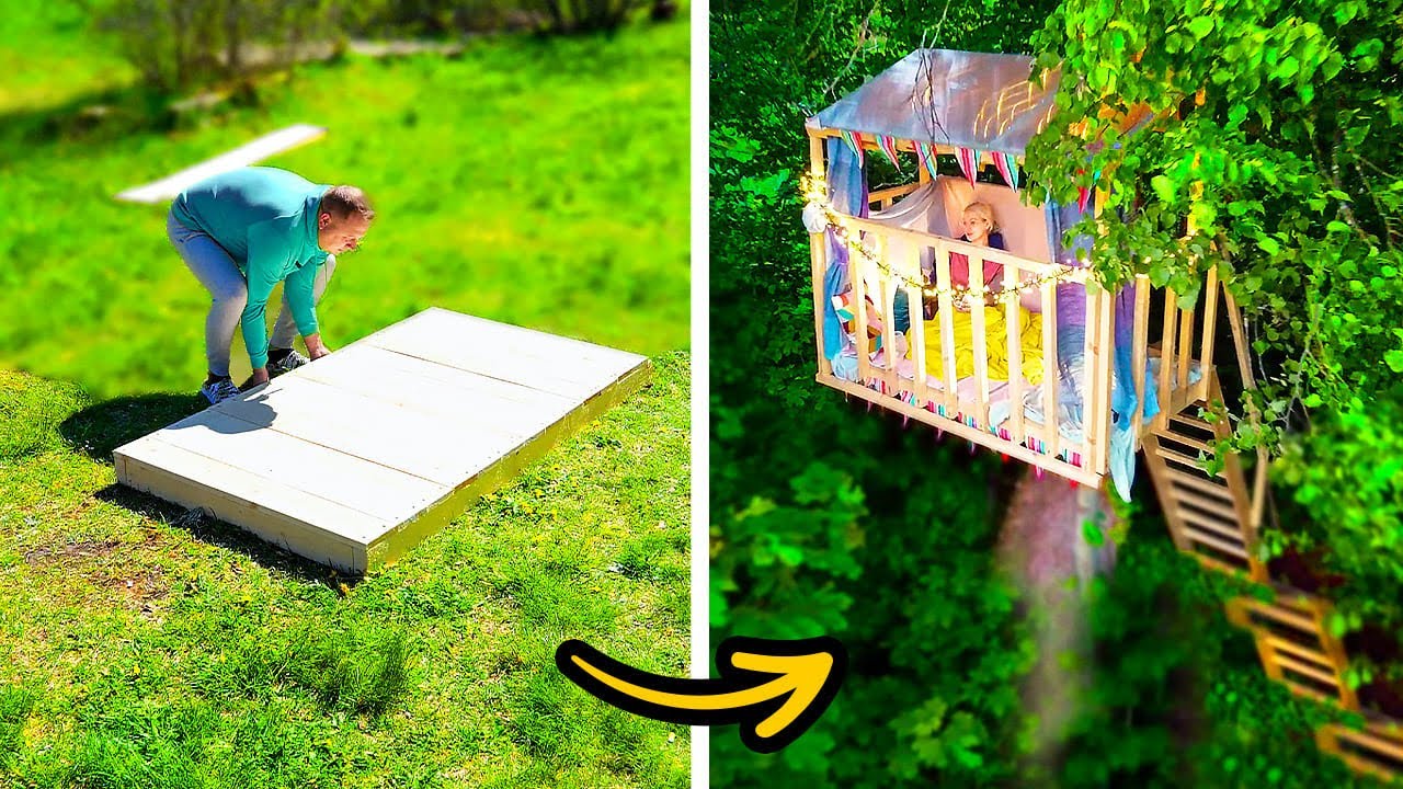 CASA DEL ÁRBOL PARA LAS NOCHES DE VERANO || LAS MEJORES MANUALIDADES DE VERANO PARA TU PATIO TRASERO