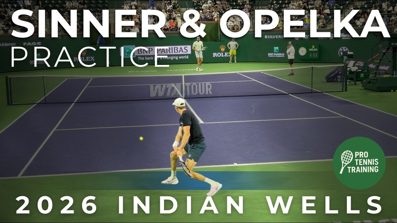 Jannik Sinner & Reilly Opelka Practice Indian Wells 2026 (Court Level)