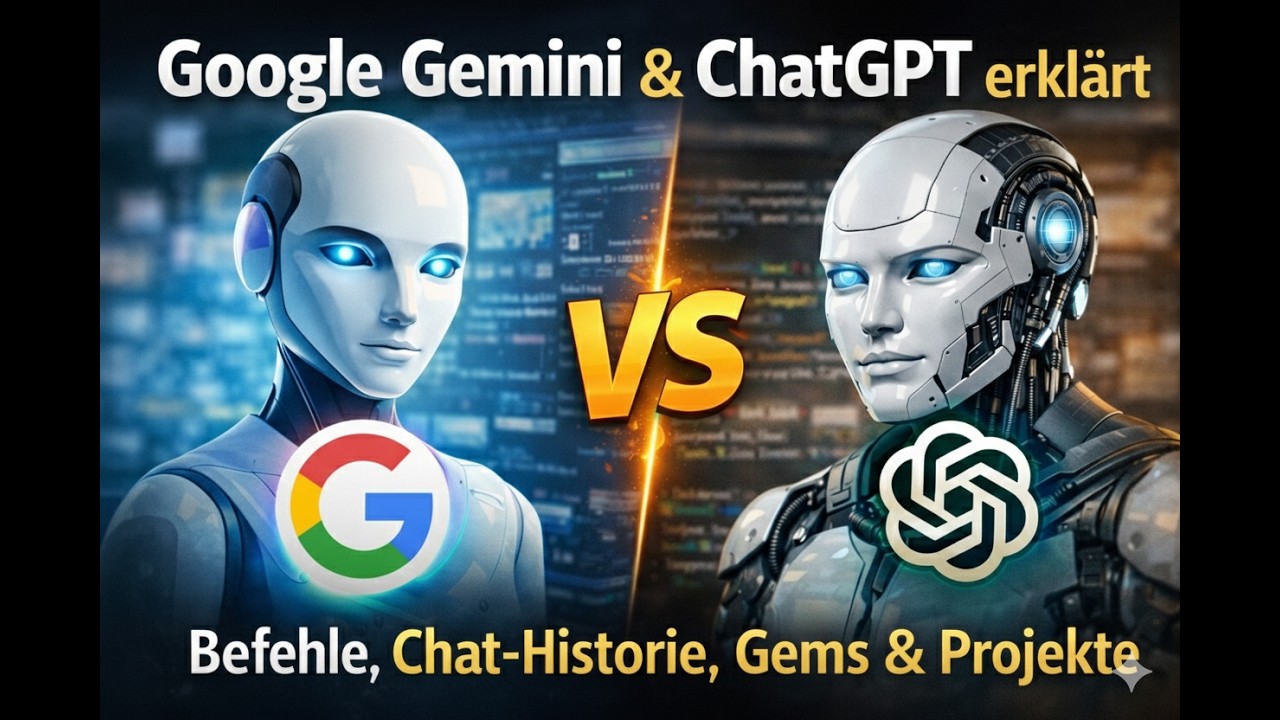 Google Gemini & ChatGPT erklärt – Befehle, Chat‑Historie, Gems & Projekte