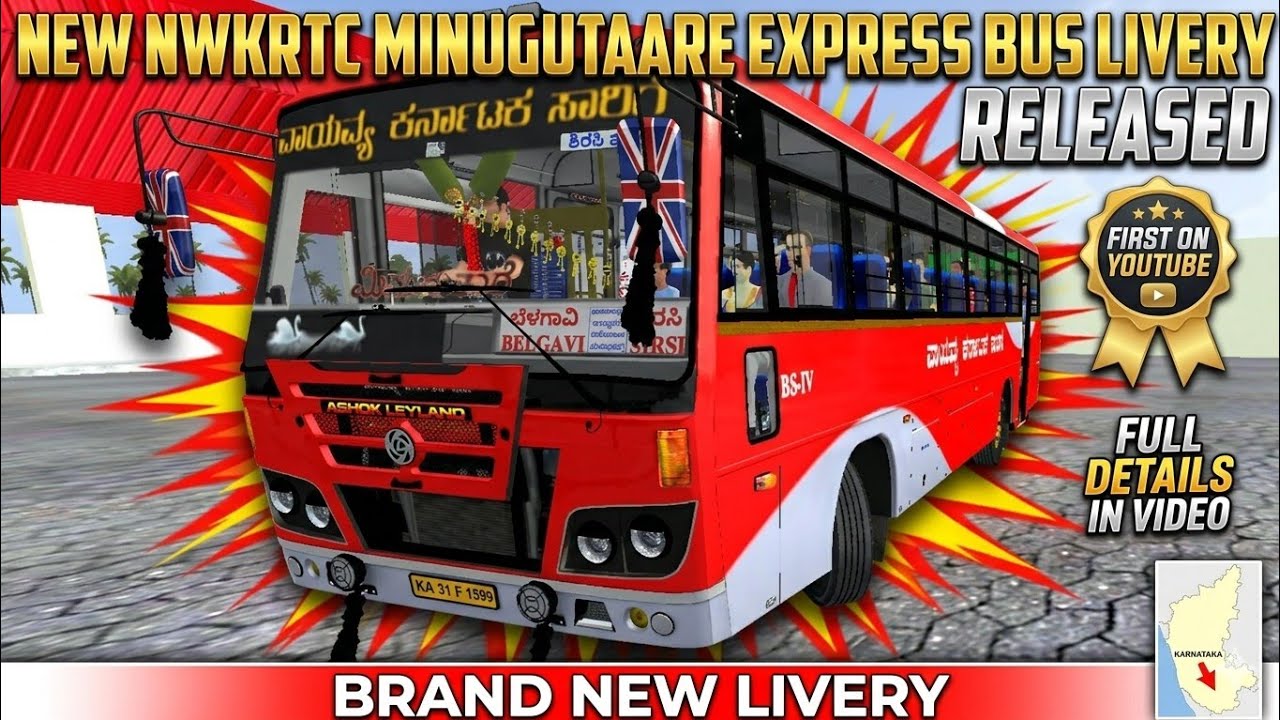 😍BRAND NEW NWKRTC MINUGUTAARE EXPRESS LIVERY FULL HD DETAILED LIVERY RELEASED FOR BUSSID 😍