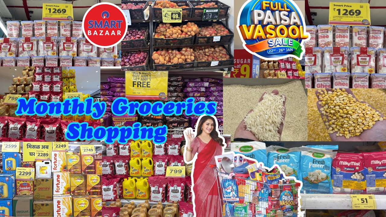 Reliance Smart & Jio Mart Monthly Groceries Shopping | Huge Discount | Full Paisa Vasool Sale