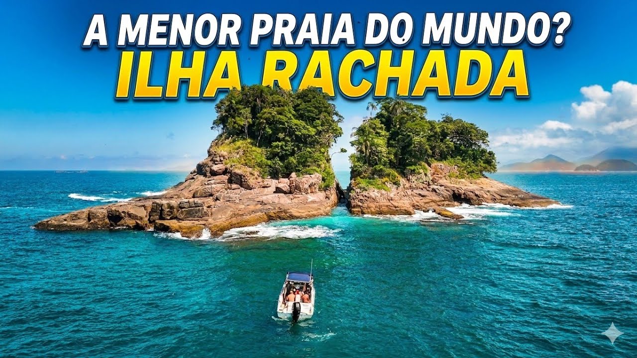 &ldquo;A ilha mais curiosa do Brasil 🇧🇷 Drone revela o segredo da Ilha Rachada em Ubatuba!&rdquo;